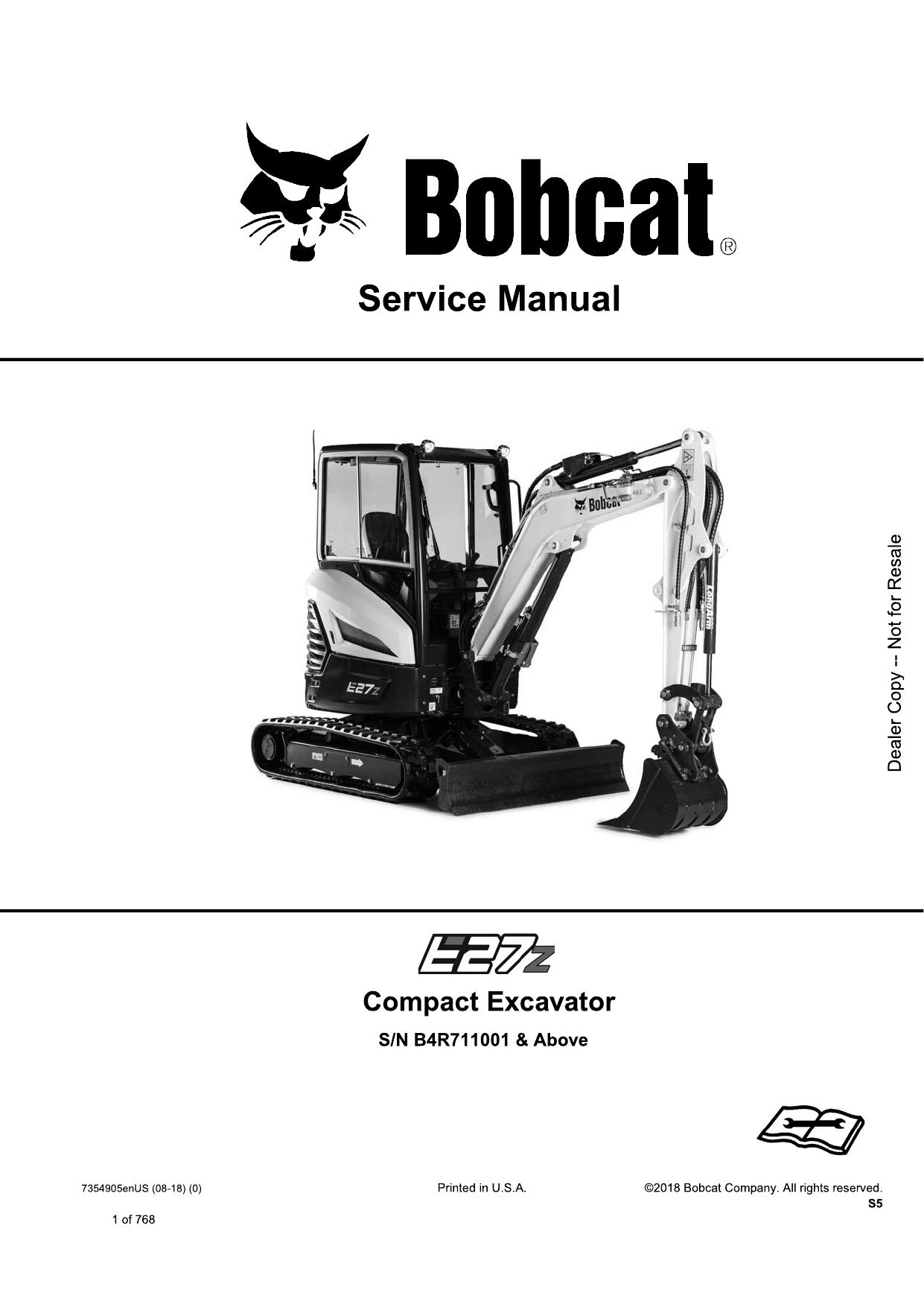 E27z Compact Excavator Service Manual Bobcat 2